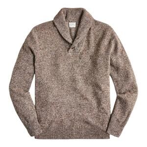 J. Crew Shawl Collar Men's Brown Sweater Lambs Wool Size Large